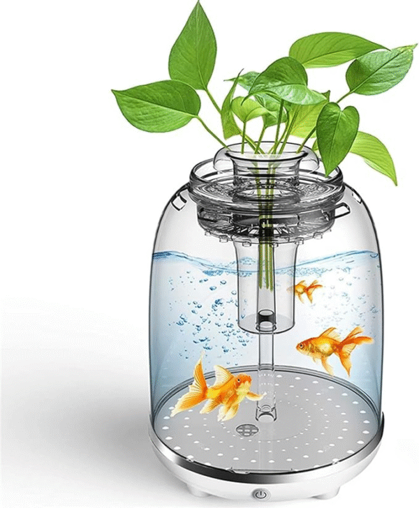 Desk Aquatic Aquarium with Plastic Fish – Decorative Mini Fish Tank for Home & Office - Image 4